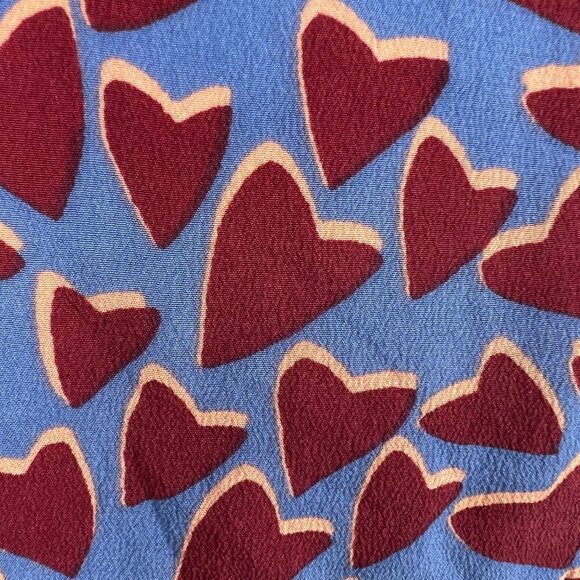 Maeve Anthropologie Blue Hearts Silk Blouse Kimono Style Size Small - Picture 13 of 14